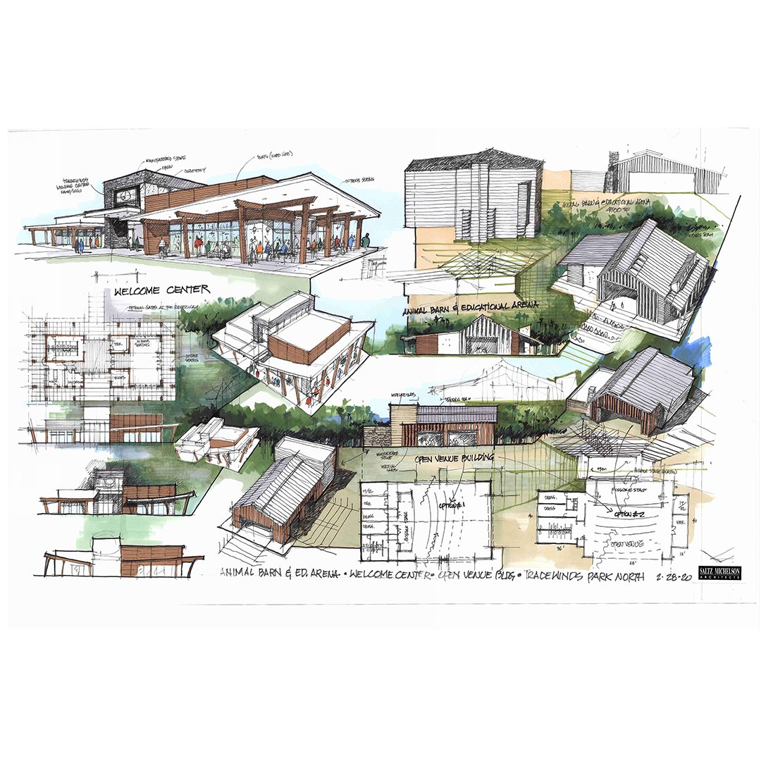 saltzmichelson's tweet image. These sketches show a whole new world of #TradewindsPark Welcome Center, Animal Barn, Educational Arena and the Open Venue Building.
.
#ThoughtfulArchitecture #Architecture #FortLauderdaleArchitect #BrowardArchitect #architect #MiamiArchiect #FloridaArchitect #CommercialArchitect