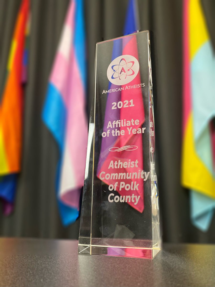 This week is chock full of big wins!  Our Affiliate of the Year award came in the mail today 🏆🥰
Well done, atheist family!!