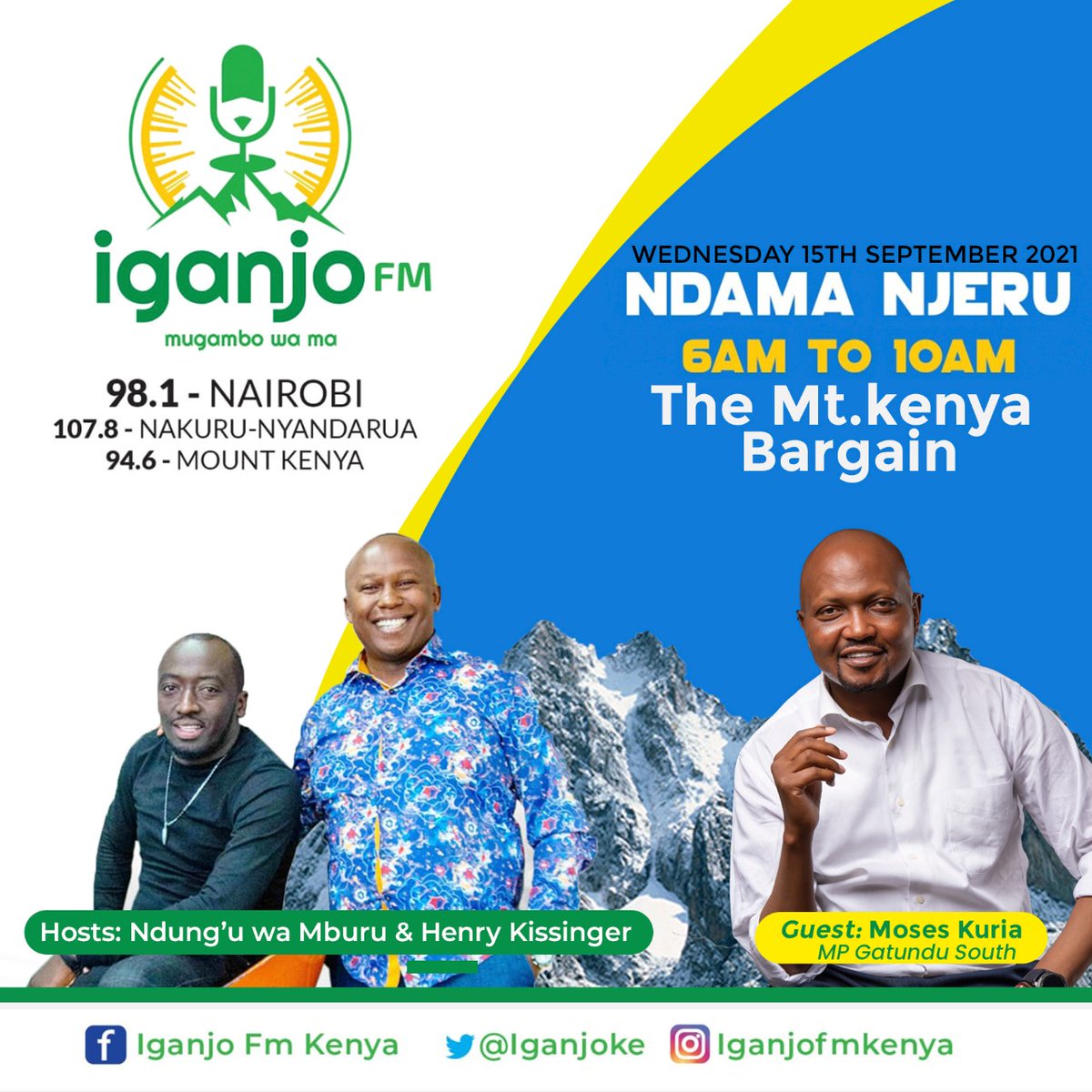 OleItumbi's tweet photo. This should be an interesting listen. Will be on it. @IganjoKE @HonMoses_Kuria - I have one or two questions. https://t.co/Br1j0fEaC3