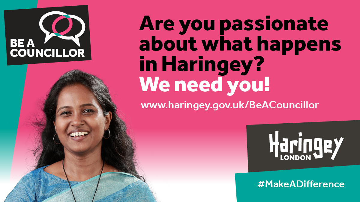 Do you think you could help #MakeADifference to the lives of local people? 

We need individuals to put themselves forward for election who:  

✅ live or work in #Haringey
✅ reflect our diverse community  

Find out how to #BeACouncillor by visiting: 🌐 bit.ly/3x8CgNL