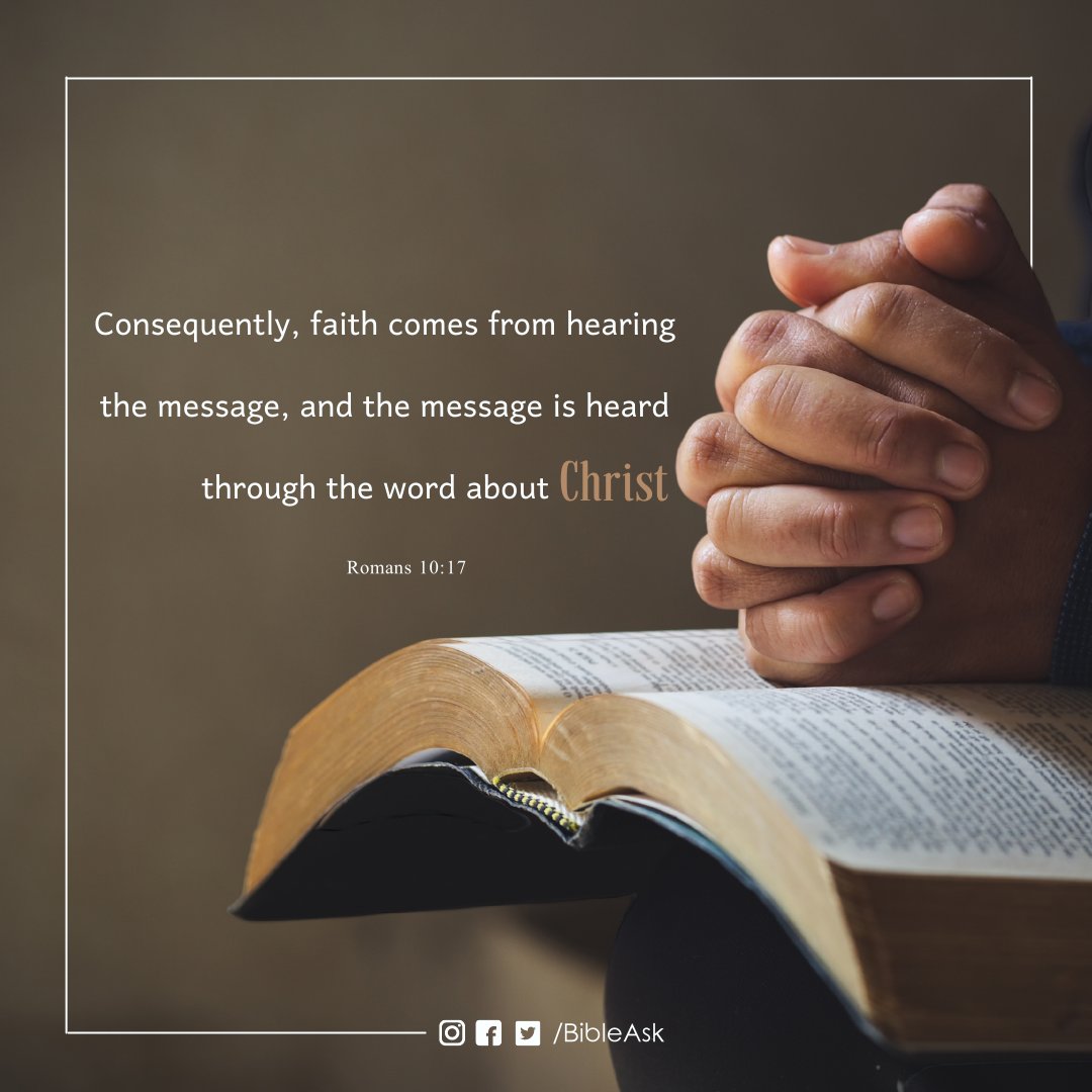 BibleAsk's tweet photo. Faith cometh by hearing the word of God. 📖#verseoftheday⠀⠀
.⠀⠀
.⠀⠀
.⠀⠀
.⠀⠀
_________________________________⠀⠀
#dailybibleverse #bibleverse #bible #bibleask #studybible #God'sscripture #wordofGod #readingbible #peace #glorifyGod #Godforgives #dailyverse #dailybible https://t.co/pE9FC7sssT