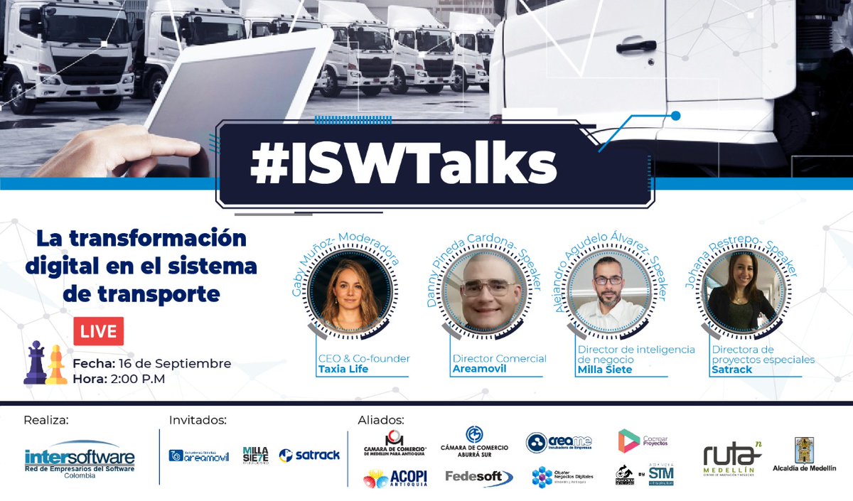 CocrearP's tweet image. 📌 Te invitamos a un nuevo #ISWTalks
Conversaremos sobre la transformación digital en el #SectorTransporte, que se debe tener en cuenta para su implementación, alternativas de solución, retos del sector y la importancia del servicio al cliente.
 bit.ly/InscribeteISWT…