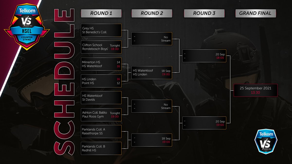 VSGamingWorld's tweet photo. Tonight, @hazecastings pairs up with @SloWye, as they dive into the world of 🇿🇦 High School Esports! 

The future of 🇿🇦 CS:GO starts here...

🕗 18:00 - Rondebosche vs. Clifton
🕗 19:00 - Ashton College vs. Paul Roos Gym

📺 https://t.co/MMPctgFenZ
📺 https://t.co/fSi8xKTfmf https://t.co/WGPc9SkH4Q