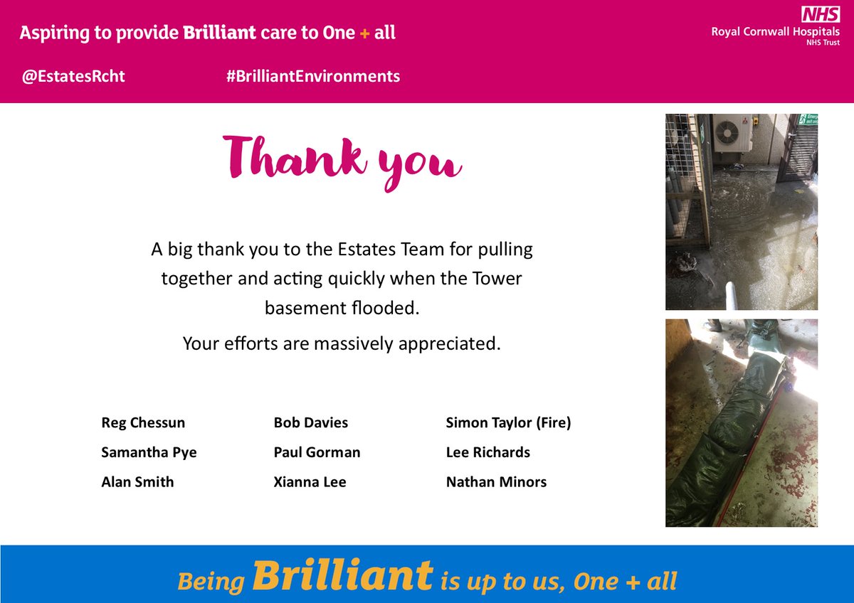 Team work makes the dream work. Huge thank you to the staff in Estates for acting so quickly to stop a flood on site.
#BrilliantEnvironments #Teamwork