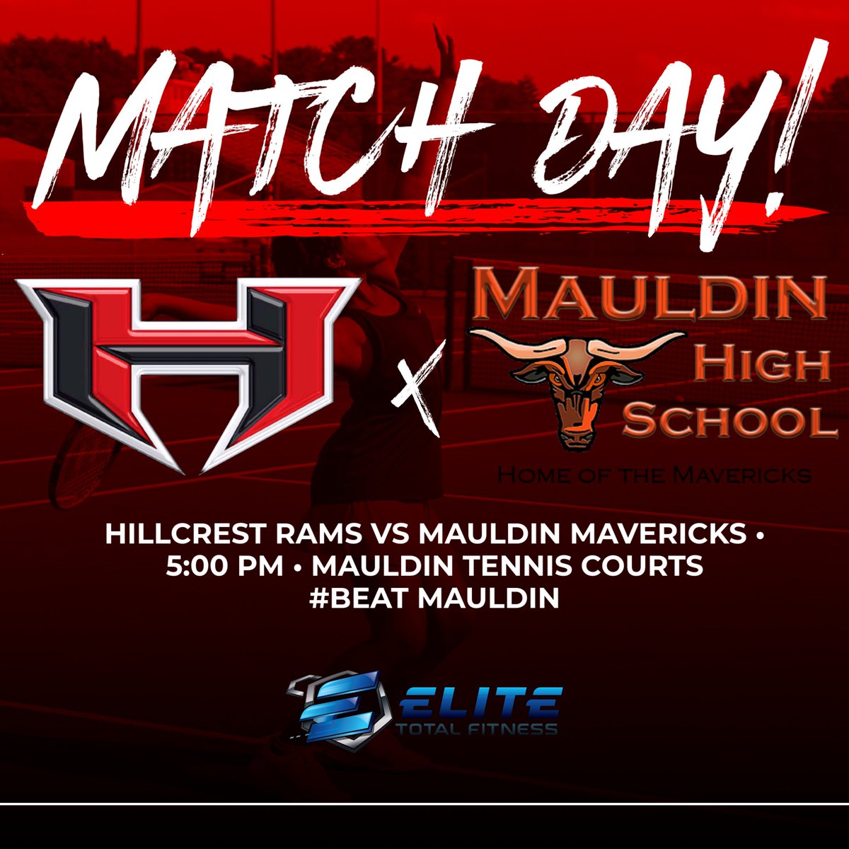 HHSRamAthletics's tweet photo. Get up ram nation it's match day!Today the Lady Rams tennis team takes on the Lady Mavs tennis team at 5:00 pm.The matches will be held at the Mauldin High School tennis courts.Come support your Lady Rams!We can't wait to see you there!Sponsored by@EliteTotalFitness
#BEATMAULDIN https://t.co/a6kLU22heI