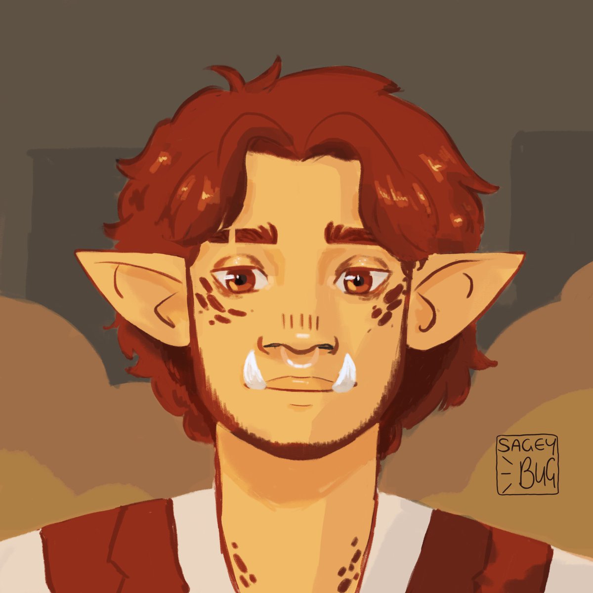 NEW DND CHARACTER BABYYYY. his name is Sol and hes a big strong idiot >:)
