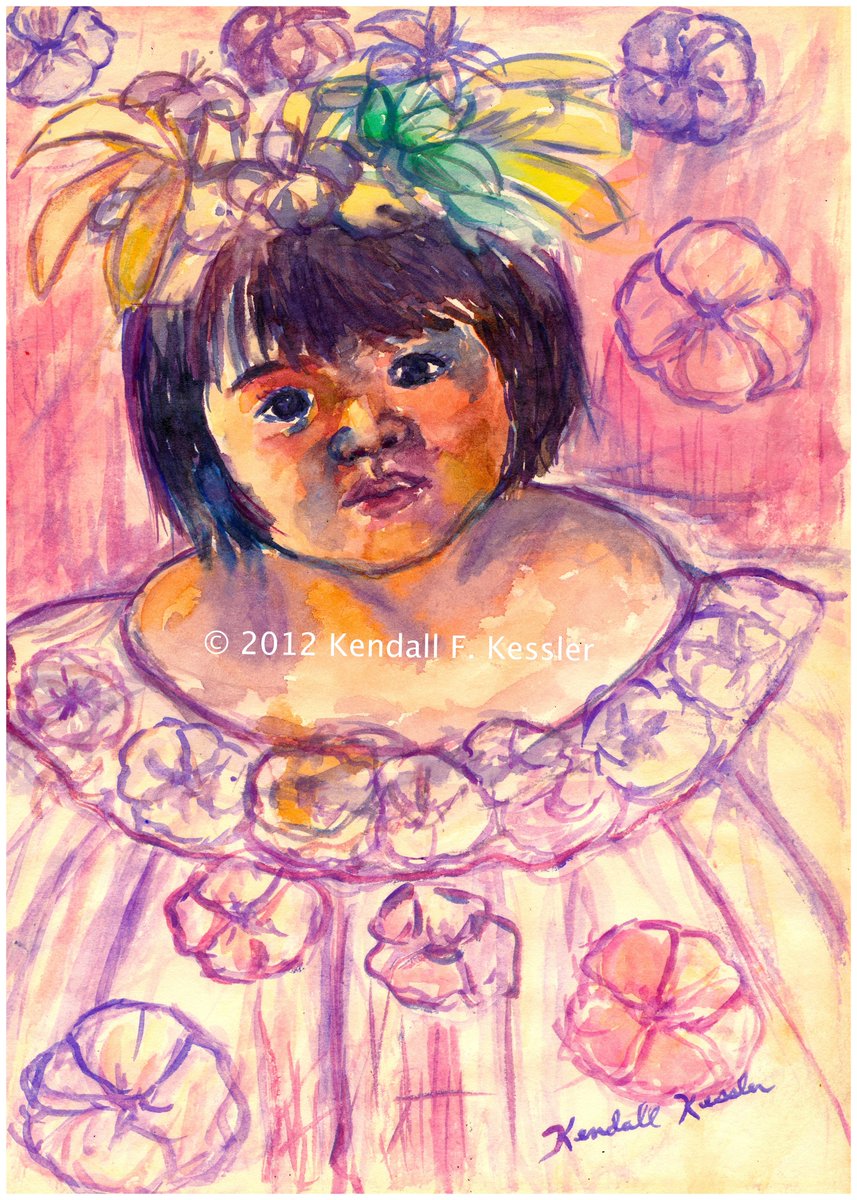 Towheehillart's tweet image. A sweet, serene little girl painting. Check it out with the link! 
manage.wix.com/dashboard/4ec4… #flowergirlwatercolorpaintings #littlegirlpaintings #kendallkesslerart