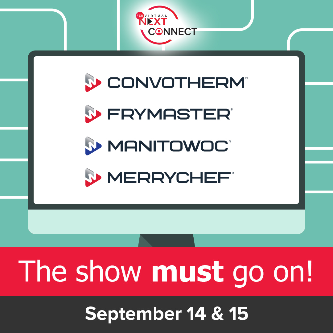WelbiltInc's tweet image. Join us for live chat with our brand experts today for Day 1 of @FERtweets Virtual Next Connect. See the latest innovations from #Convotherm, #Frymaster, #Manitowoc and #Merrychef. ecs.page.link/32rKF 

#TheShowMustGoOn #FoodserviceEquipment #LiveChat