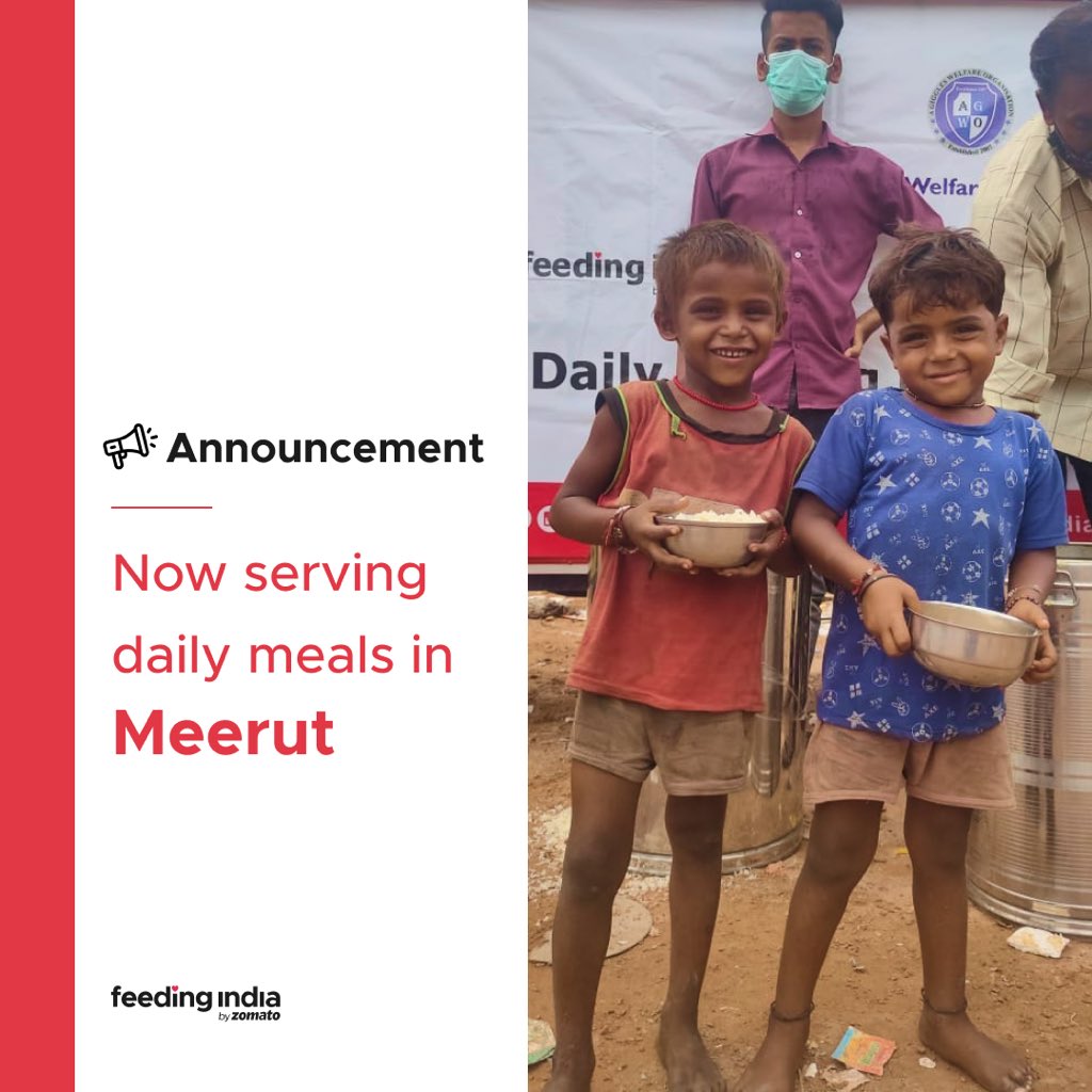 FeedingIndia's tweet image. We are proud to announce that Meerut, Uttar Pradesh is now a part of our Daily Feeding Program😄🍚

We are serving ~1000 meals on a daily basis across the city to people in need as we strengthen our mission of achieving Zero Hunger in India.

#DailyFeedingProgram #Meerut
