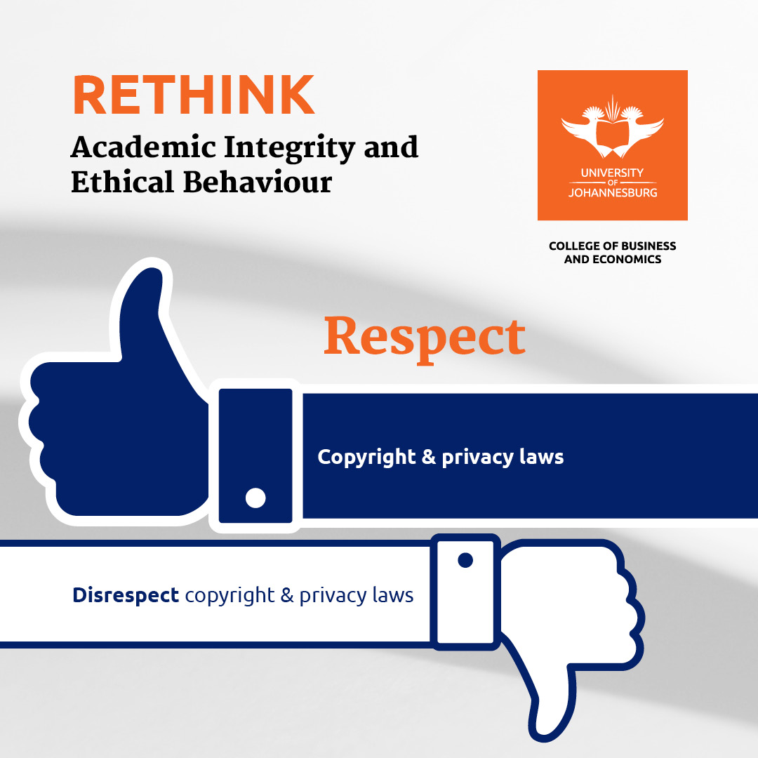 UJAccountancy's tweet photo. Academic integrity and ethical behaviour:

Virtues and personal skills shaping positive citizenship, conduct, reputation and value systems of tomorrow’s business leaders!

#academicintegrity #ethicalbehaviour #CBE https://t.co/5TDSB6dYNY