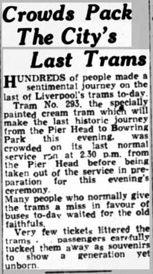 Liverpool1207's tweet photo. #Liverpool OTD - 1957: Many lamented as the city's last tram made its journey from the Pier Head to Bowring Park.
If only we had city leaders with the vision to introduce a modern version... https://t.co/iUNx10rEuS