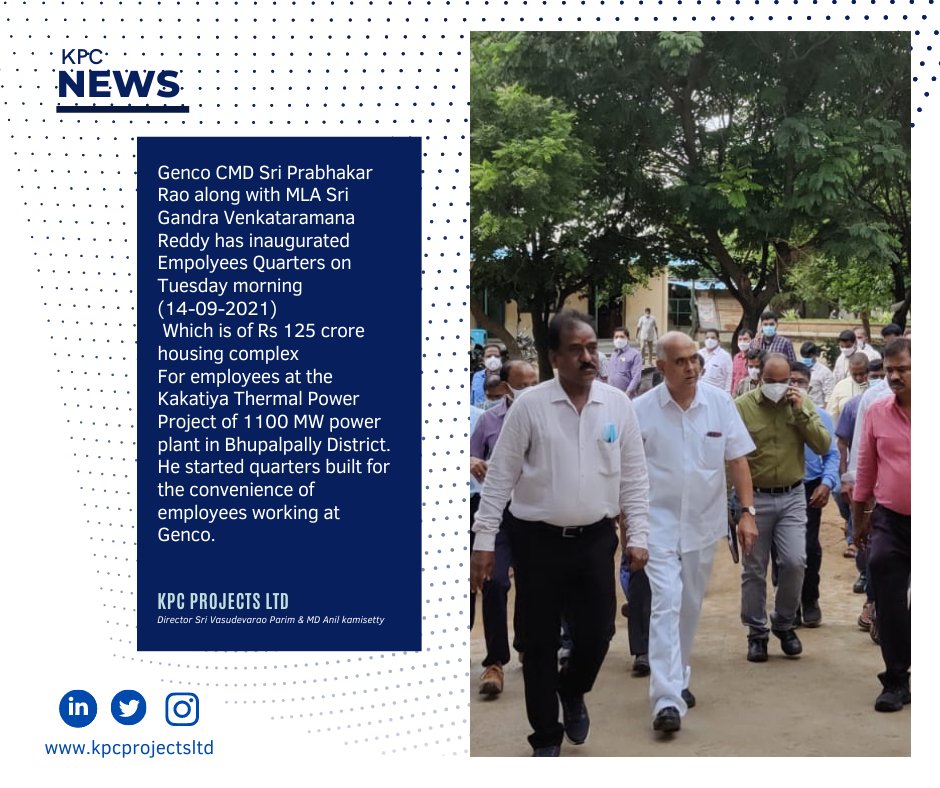 ltd_kpc's tweet photo. Inauguration of ADE type quarters by
Bhupalpally MLA Sri Gandra venkataramana Reddy garu 
TS Genco CMD D.Prabakar Rao garu, 
TSGenco director Ajay Garu.
@anil_kamisetty  
#TSGenco #telanganagovt #kpcprojectsltd https://t.co/5BHR3eEgyx