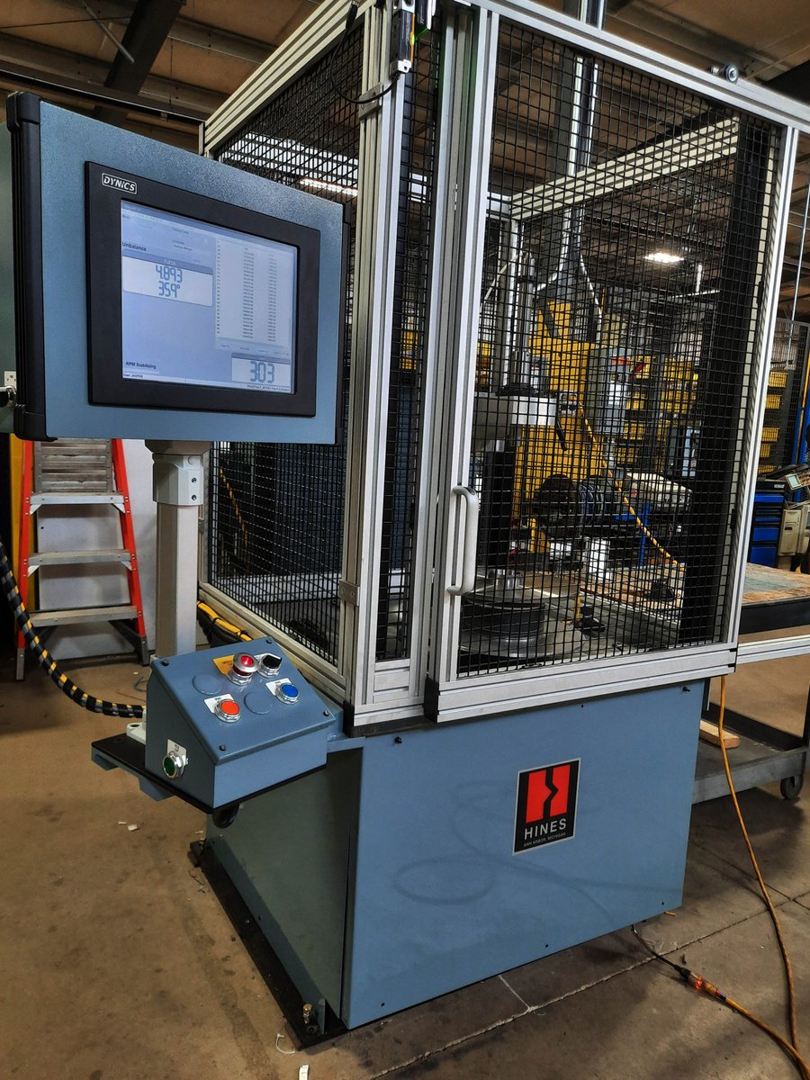 HinesBalancing's tweet photo. Our latest machine for balancing torque converters. The internal components of the converter are held in a fixed position during measuring. This isolates the internal components from the outside shell allowing the unit to only measure &amp; display unbalance in the outer shell. https://t.co/9JnfRMF9BV