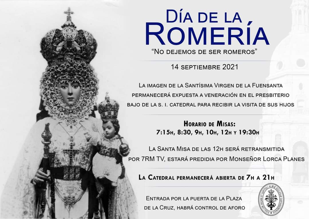 ⚜️ Un año más no podemos acompañar a la Virgen de la Fuensanta en romería hacia su santuario del monte, pero confiamos en que el año que viene podamos volver a hacerlo. 

‼️Feliz día‼️

#VivaLaVirgenDeLaFuensanta
#VivaMurcia