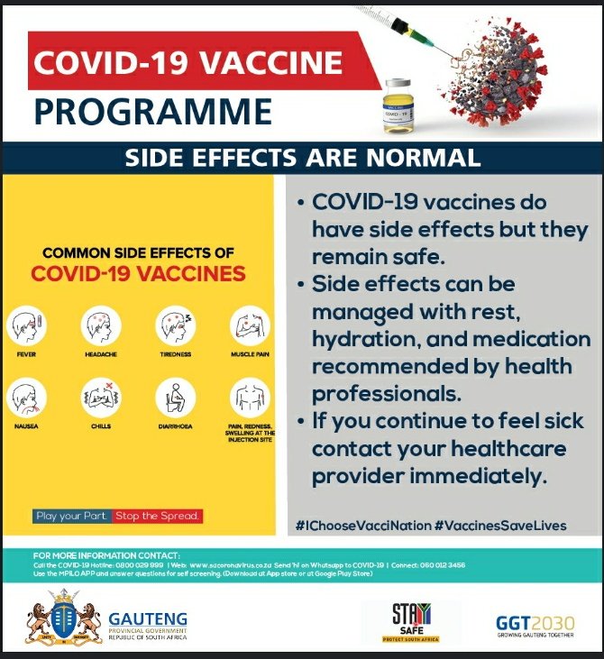 COVID-19 vaccine side effects are normal. Check out the common side effects. 
#TaraVaccinationSite
#CovidVaccine