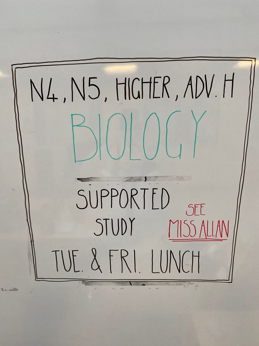 shs_biology's tweet photo. S4-6? Want a little extra help? Missed learning during lockdown? Supported study is back for Seniors studying Biology. See Miss Allan for more info! #biology #nat5bio #n4bio #higherbio #higherhumanbio #advancedhigherbio https://t.co/dhiYqWvn7O