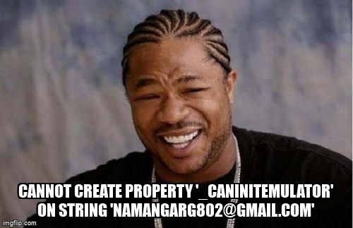 overflow_meme's tweet photo. Cannot create property '_canInitEmulator' on string 'namangarg802@gmail.com' https://t.co/r1VRKuM6XC #javascript #authentication #reactjs #firebaseauthentication https://t.co/sFH33ELy3Y