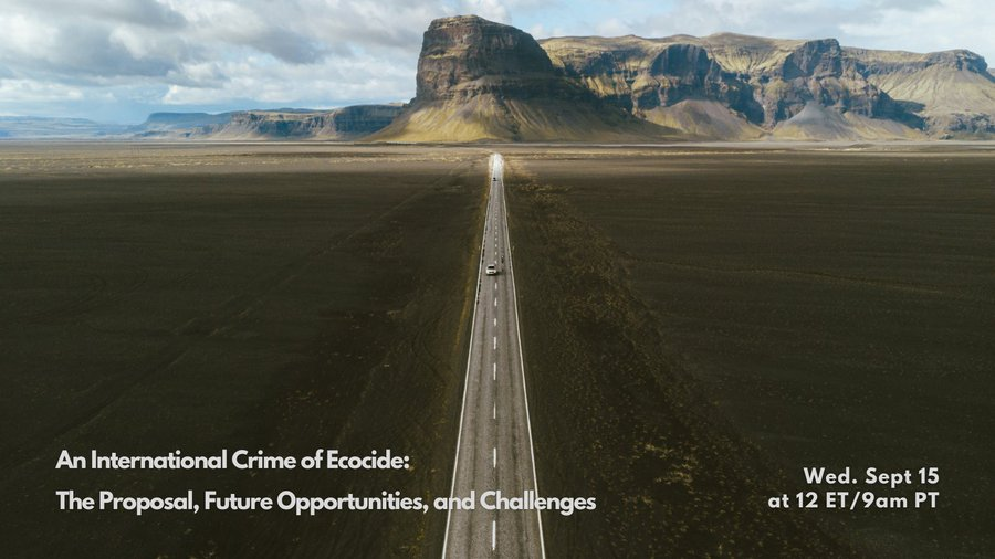 Event by @asilorg tomorrow at noon ET / 6pm CET: An International Crime of #Ecocide: The Proposal, Future Opportunities & Challenges. Speakers: Kai Ambos @uniGoettingen, @Katemackintosh2 @PromiseInstUCLA, @CharlesJalloh @FIU & @AparacJelena @UN_SPExperts
👉asil.org/event/internat…