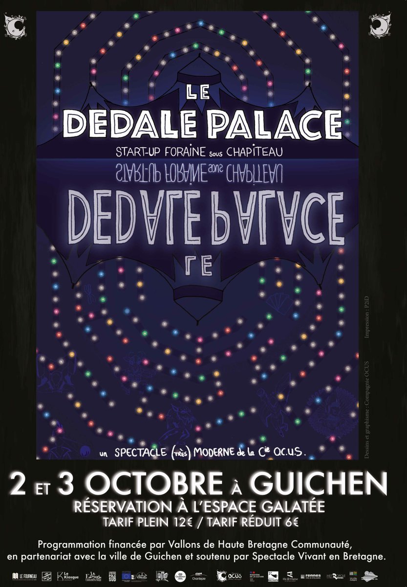 ComcomVHBC's tweet photo. 🎪 Le chapiteau de la Compagnie #OCUS s'installe bientôt à #Guichen avec Le Dédale Palace, #spectacle interactif.

👉 https://t.co/5D8WIlTX2p

Programmation financée par #VHBC en partenariat avec la Ville de Guichen et le soutien de @SVBretagne.

#spectaclevivant #culture https://t.co/C25ZnlkZ8F
