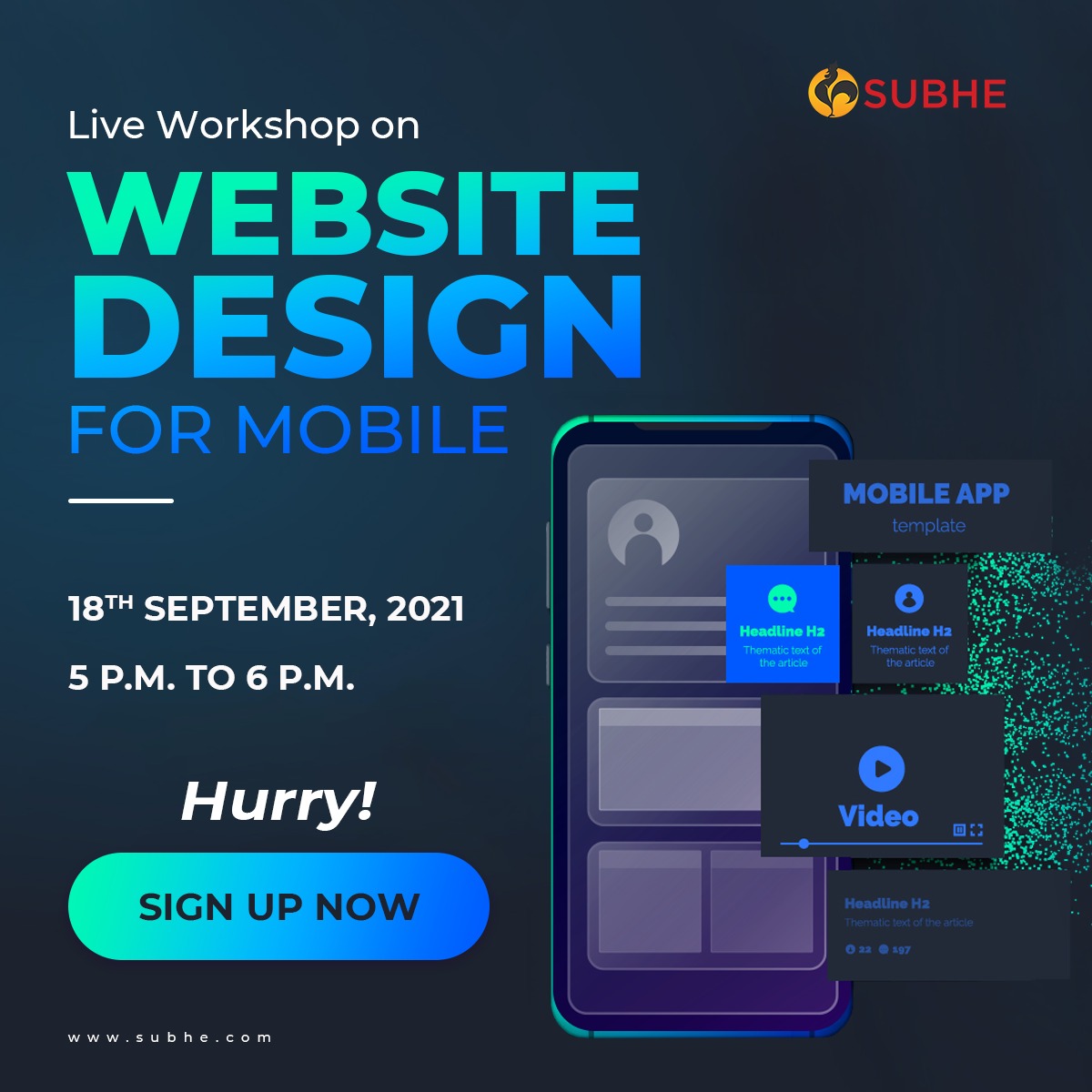 subhelearning's tweet photo. Learn to create mobile-first website UI in our upcoming live hands-on workshop. For details, visit https://t.co/Z6C6rUaJxK
.
.
#workshopย #uiuxworkshopย #uiuxdesignย #uiuxย #design #website #mobilewebsites #seminar #training #live #liveworkshop #handsonworkshopย #userexperienceย #subhe https://t.co/wZLGmdFo82