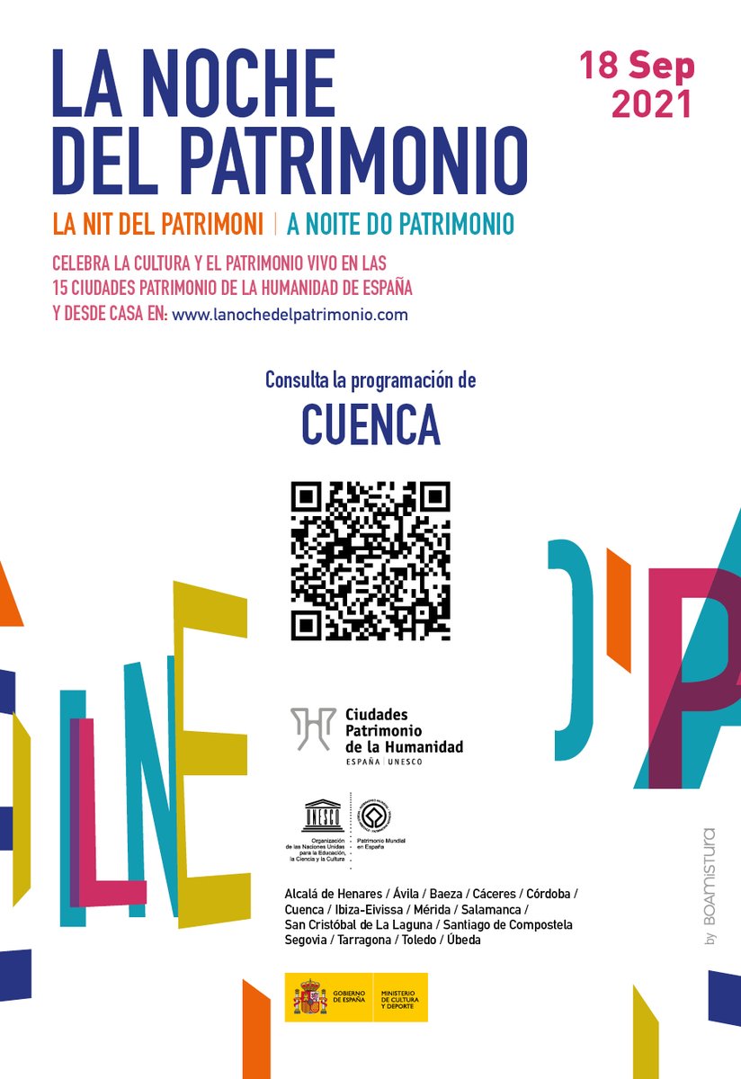 Turismo_Cuenca's tweet photo. Hoy Cuenca celebra la IV edición de la 𝐍𝐨𝐜𝐡𝐞 𝐝𝐞𝐥 𝐏𝐚𝐭𝐫𝐢𝐦𝐨𝐧𝐢𝐨. Una gran fiesta de la cultura 🥳que incluye el festival de danza Escena Patrimonio , la apertura de monumentos en horarios extraordinarios y conciertos. 

¡No te lo pierdas! https://t.co/fjRVCmGBte