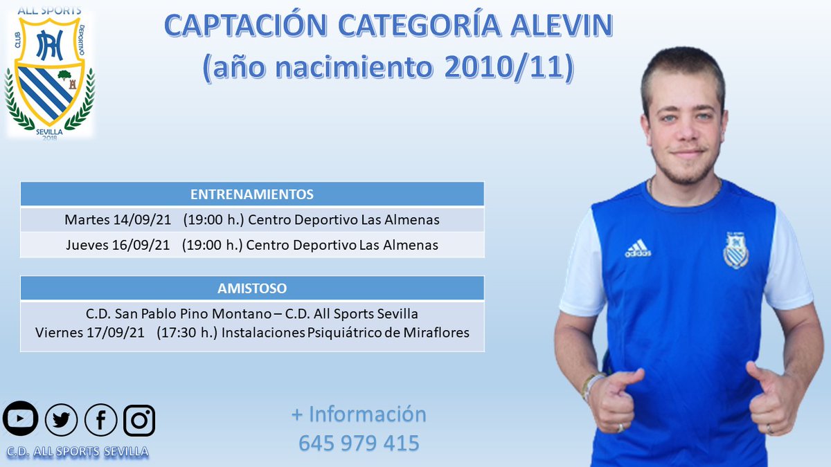 CDALLSportsSev1's tweet photo. Los Alevines de Jose Carlos y Gonzalo preparan una nueva semana de entrenamientos y partidos ⚽🏃
Si te gusta el fútbol, ven y juega con nosotros 💙💙💙 https://t.co/gN8rMEDnxP