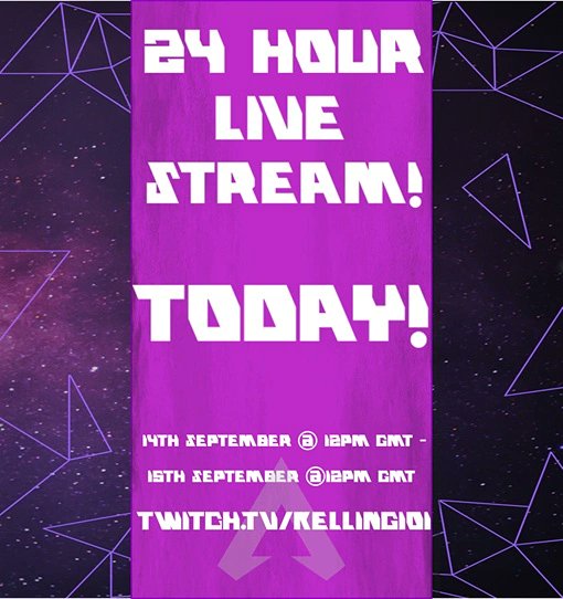 Kelling101's tweet photo. Today is the day!!! 1 hour to go!! 

#twitch #twitchstreamer #ApexLegends #apex #24hour #gamers #gamer https://t.co/iakarFjm5h