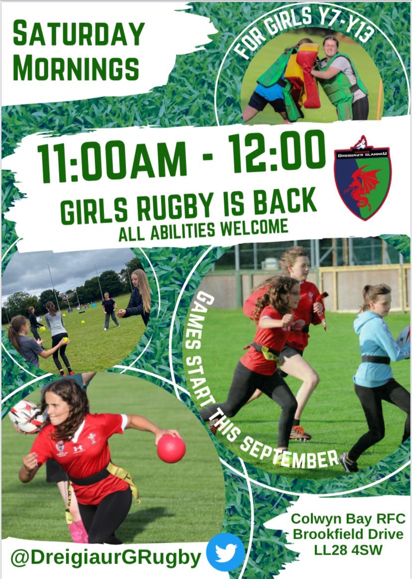 DreigiaurGRugby's tweet photo. Extra training nights for under 15s and under 18s on Wednesday nights at 6.30pm. @AbergeleLadies @DreigiaurGRugby @LlandudnoRFC @RhylRugbyClub @emrysapiwansch @emryspedept @CJPMeyers @ysgolycreuddyn @EiriasPe @BrynElianPE https://t.co/yCuiCtrf74