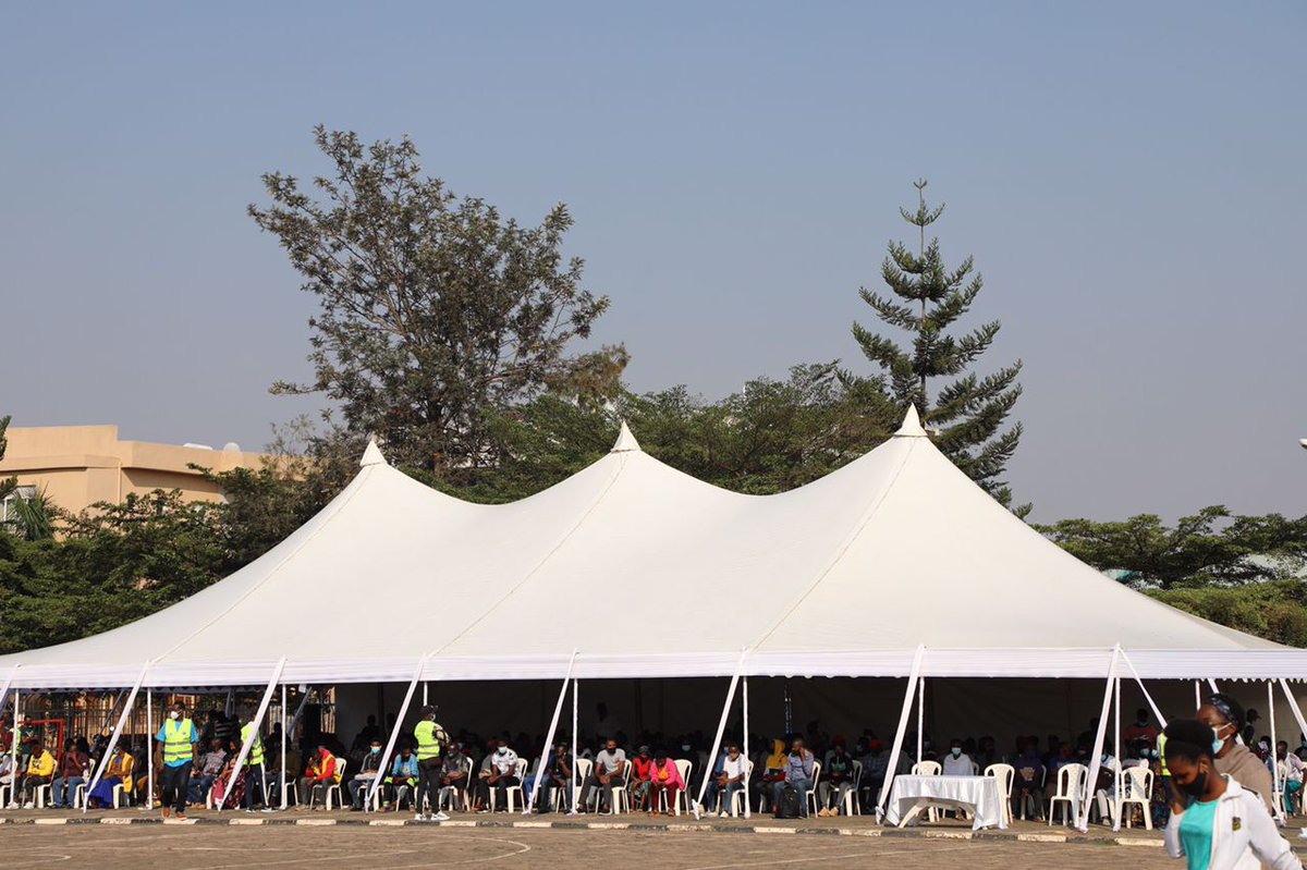 CityofKigali's tweet photo. Mass vaccination on #COVID-19 is going on in the City of Kigali for all people that got their first jab in last 21 days. Tell a friends to tell a friend! 
#VaccinesSaveLives https://t.co/BPhgvecL8Q