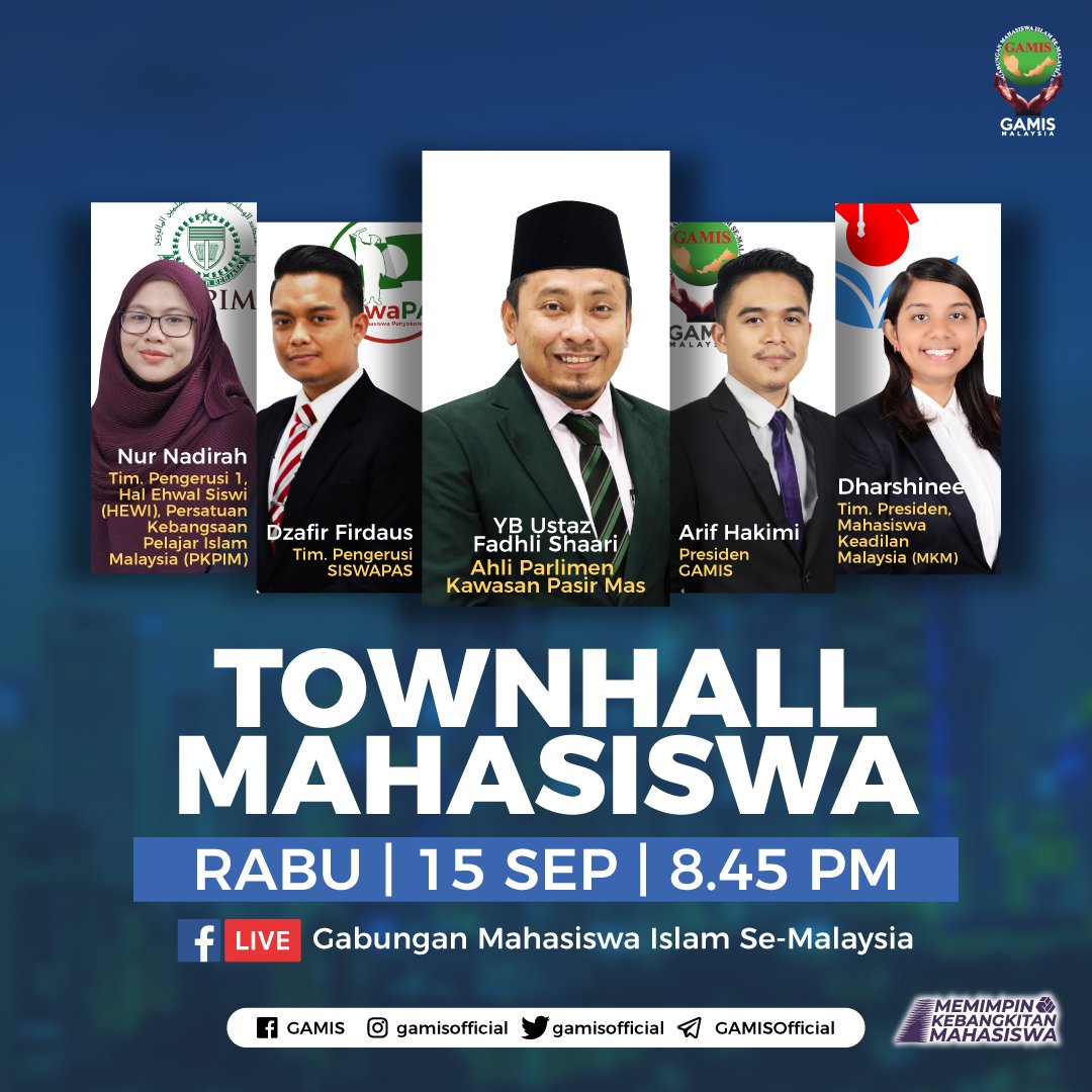 GamisMalaysia's tweet photo. [ TOWNHALL MAHASISWA: KAMI LUAH YB DENGAR! ]

Sempena pembukaan persidangan Parlimen ke-14, GAMIS mengambil peluang bagi menyampaikan suara-suara mahasiswa terus kepada Ahli Parlimen supaya permasalahan yang dihadapi dapat di tangani secara tuntas di peringkat kerajaan. 

Rajutan https://t.co/44Ek3C7WMs