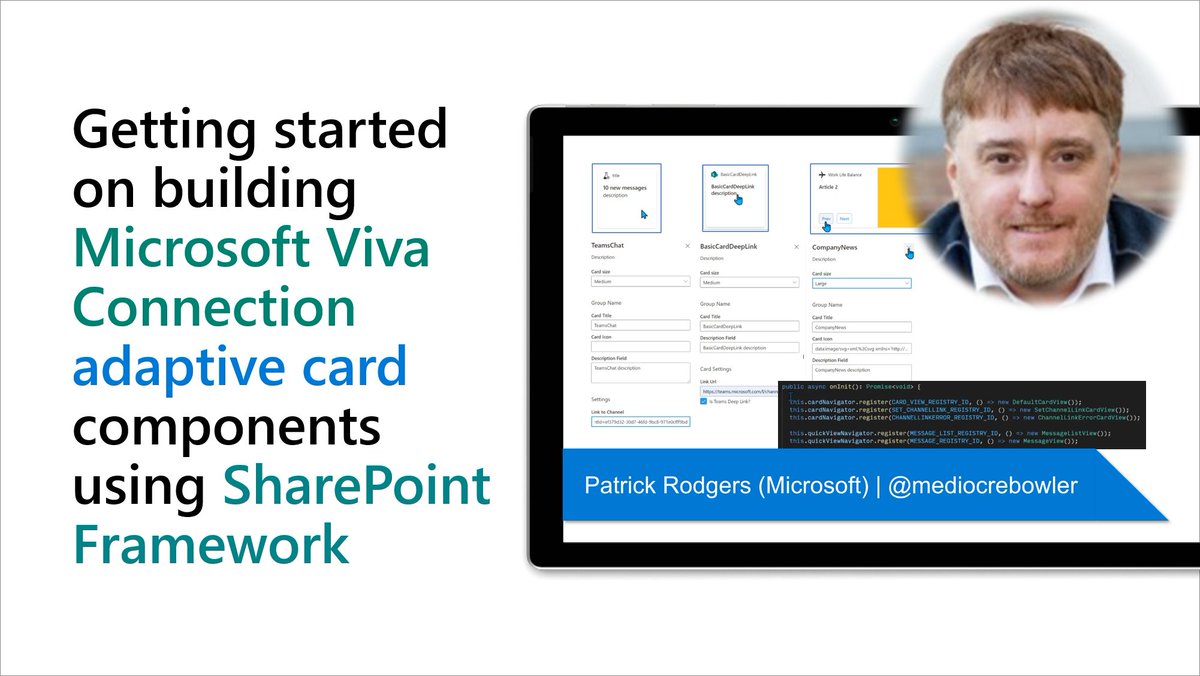 Vesa Juvonen (@vesajuvonen) on Twitter photo 🤩 Great #Microsoft365dev community demo by <a href="/mediocrebowler/">Patrick Rodgers</a> on Getting started on building #MicrosoftViva Connection Adaptive Card (ACE) Components using #SPFx
✔ Overview on ACEs
✔ Live scenario demos
Watch 📺 → youtube.com/watch?v=KQGsY5… #MicrosoftTeams #AdaptiveCards 🤩 Great #Microsoft365dev community demo by <a href="/mediocrebowler/">Patrick Rodgers</a> on Getting started on building #MicrosoftViva Connection Adaptive Card (ACE) Components using #SPFx
✔ Overview on ACEs
✔ Live scenario demos
Watch 📺 → youtube.com/watch?v=KQGsY5… #MicrosoftTeams #AdaptiveCards