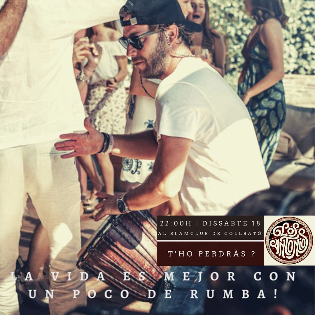 Aquest dissabte 18 a les 22h, tens una cita amb la RUMBA a l'Slamclub! 😍

Vine a gaudir amb nosaltres de Los Antonios🙌

#slam #slamclub #collbato #rumba #padel