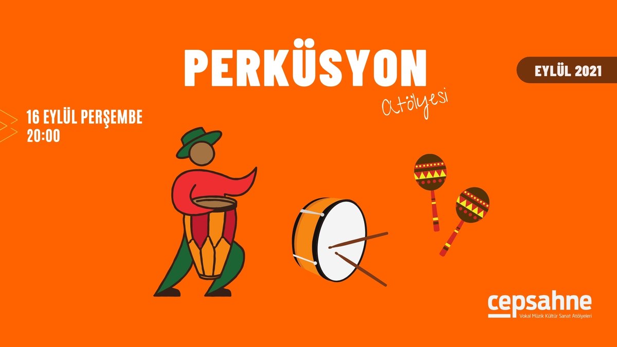 Barış Bahçeci ile Perküsyon atölyemize yeni dönem kayıtları başladı! Ayrıntılı bilgi için; tinyurl.com/perkusyon

 #cepsahne #sanat #müzik #İstanbul #eylul