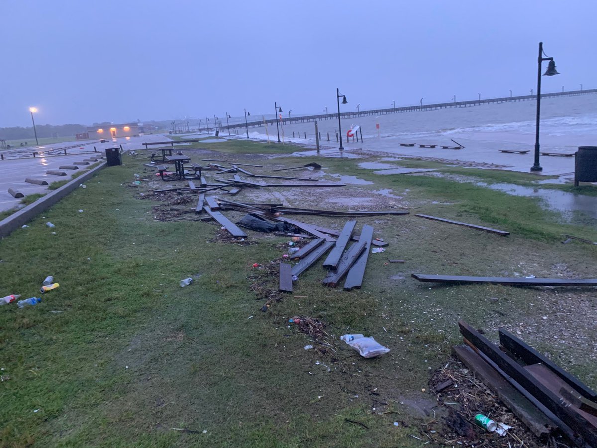 HarrisCoPct2's tweet photo. Damage at Sylvan Beach. #TSNicolas #TropicalStormNicholas #stormdamage https://t.co/oxZJzK1v0j