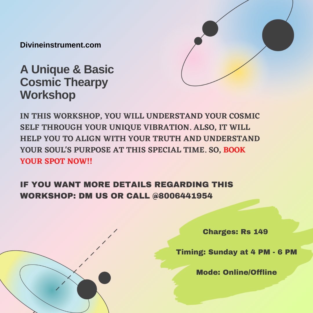 divininstrument's tweet photo. This is a basic workshop of cosmic therapy where you learn the life force that is existent everywhere. Book your spot now!!
#Cosmic #workshops #Spirituality #spiritualawakening #Healing #joingroup https://t.co/xhprgSFebm