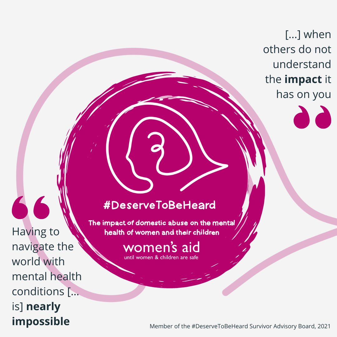 📢 I support @womensaid urgent new campaign on #DomesticAbuse and #MentalHealth. All too often we hear of women being dismissed and disregarded – but they #DeserveToBeHeard. Stand alongside us and add your voice to the call today! eepurl.com/hHQ7of