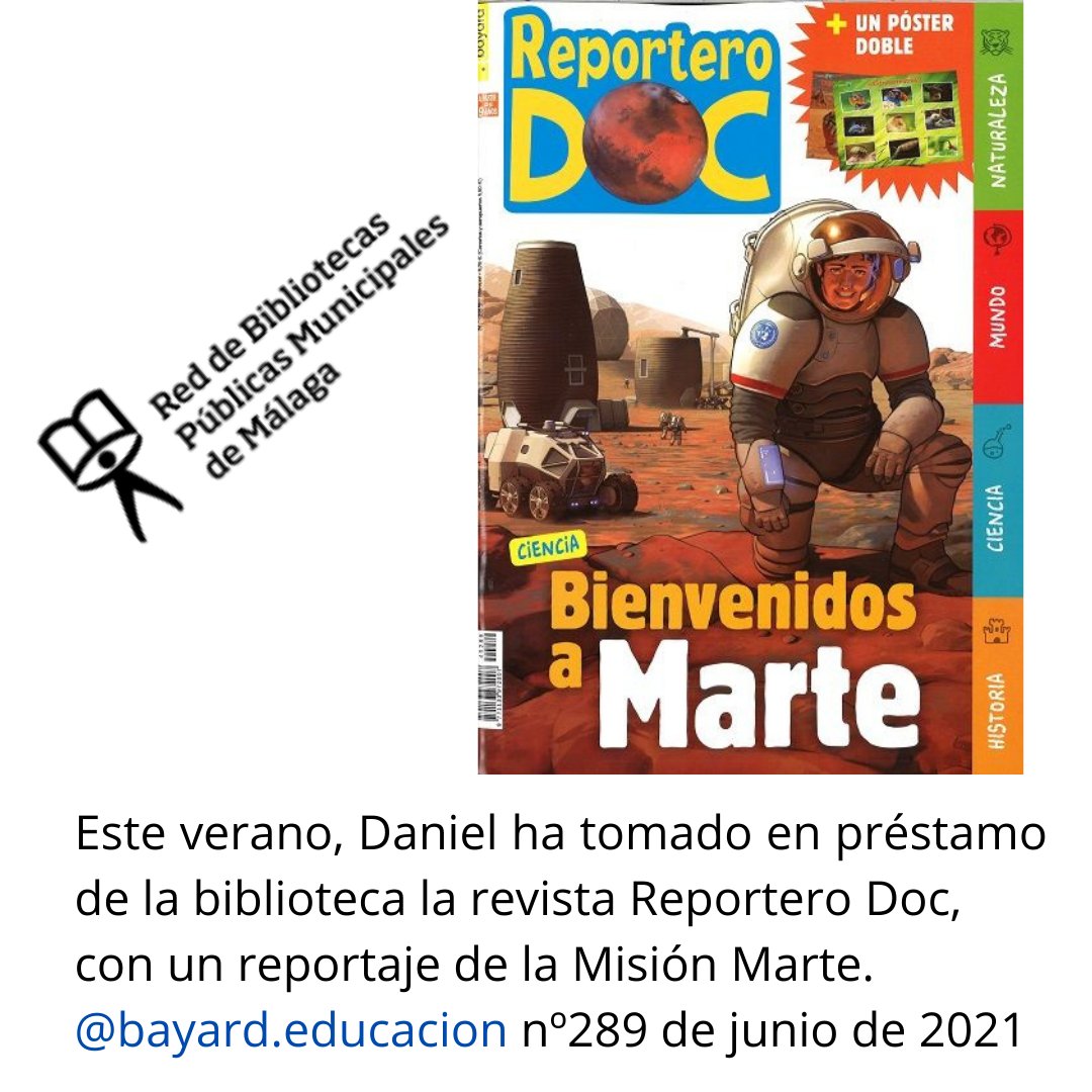 BibliotecasMlg's tweet photo. 🔰¡¡Nos ha encantado😍cómo ha aprovechado Daniel su tiempo este verano sacando en préstamo la revista infantil #ReporteroDoc de #BayardEducación de la biblioteca!!
#MálagaLee #MálagaLectora #BibliotecasMálaga #literaturainfantil #verano #préstamobibliotecario #revistainfantil https://t.co/rbAutNVCll