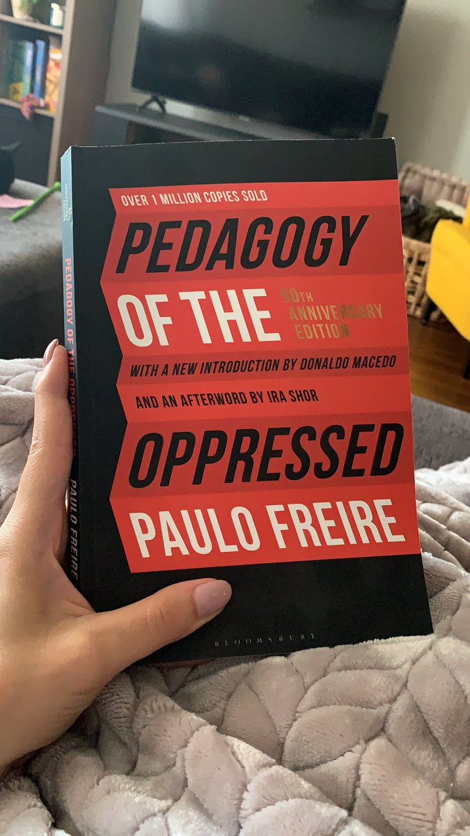 bambers902's tweet photo. Cozy morning reading. And re-reading. 🤓 #conscientization #freire #education #studentlife https://t.co/tZjwDoaay5