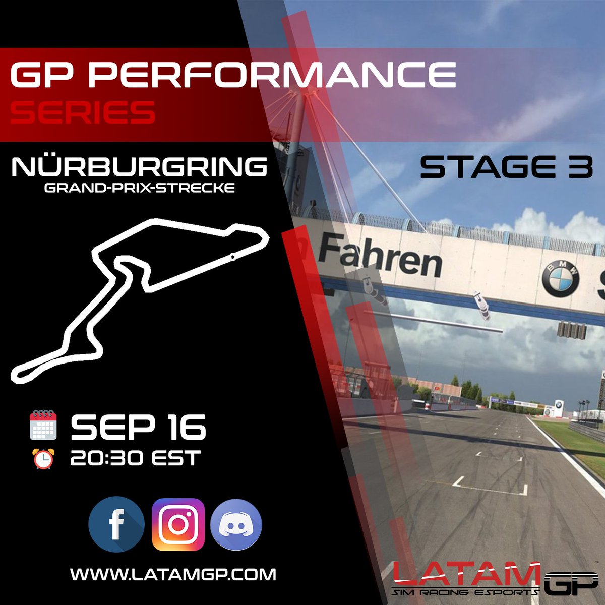 GP PERFORMANCE SERIES 🏁
3RD STAGE
NÜRBURGRING GRAND-PRIX-STRECKE
WATCH OUR BROADCAST ON OUR OFFICIAL CHANNEL
YOUTUBE - LATAM GP 🎥
FACEBOOK / INSTAGRAM / YOUTUBE / TWITTER
#simracing #gt3 #GTE #latamgp20 #iracingworld #iracingleague #iracingofficial #VirtualRacing #race