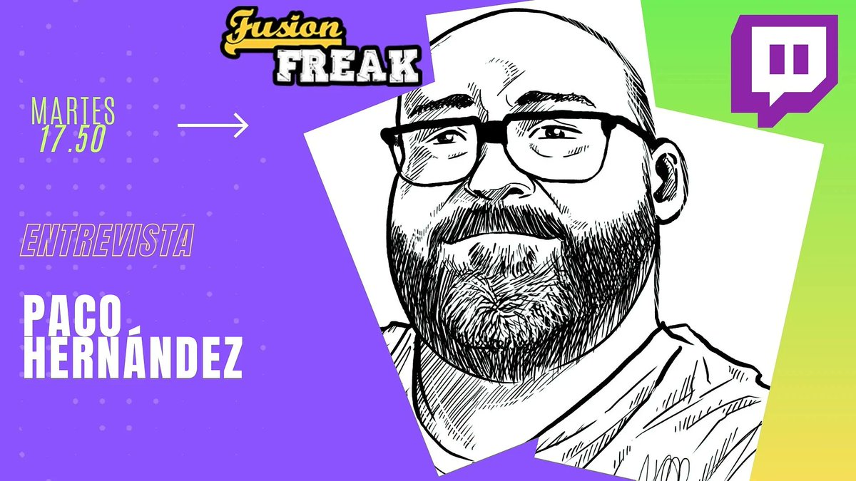 Esta tarde un poco antes de las 18.00 tendremos una grandísima entrevista con @pacohernandezs . No os la podéis perder 
m.twitch.tv/fusionfreak