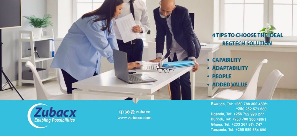 ZubaCx's tweet photo. With the ever - expanding RegTech market, here are the four tips to help you choose the ideal RegTech solution
. Capability
. Adaptability
. People
. Added Value
#Regtechsolution #compliance #kyc #iSPIRAL #RwOT #KOT #UOT #Tanzania #Burundi https://t.co/LHtzIUoZYs