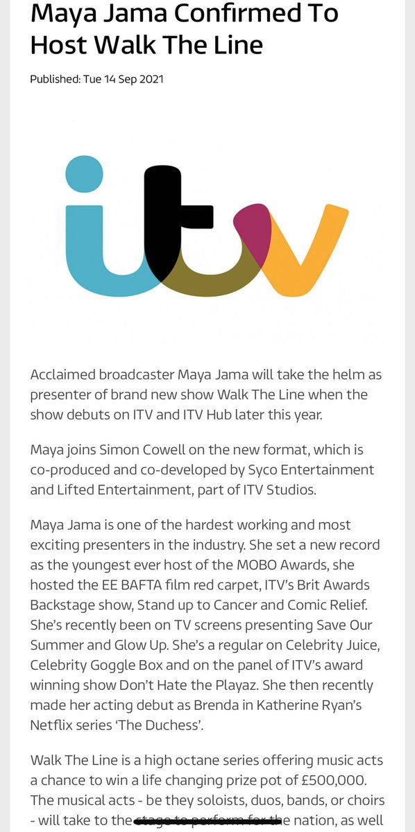 GOOD NEWS GANG😭🤯😆 From watching talent shows made by this man growing up to hosting one myself on big bloody ITV is honestly a dream🥺 so so grateful for the opportunity and excited for this next chapter 🙏🏽 Walk The Line .. coming soooon .. brb gna scream off my balcony