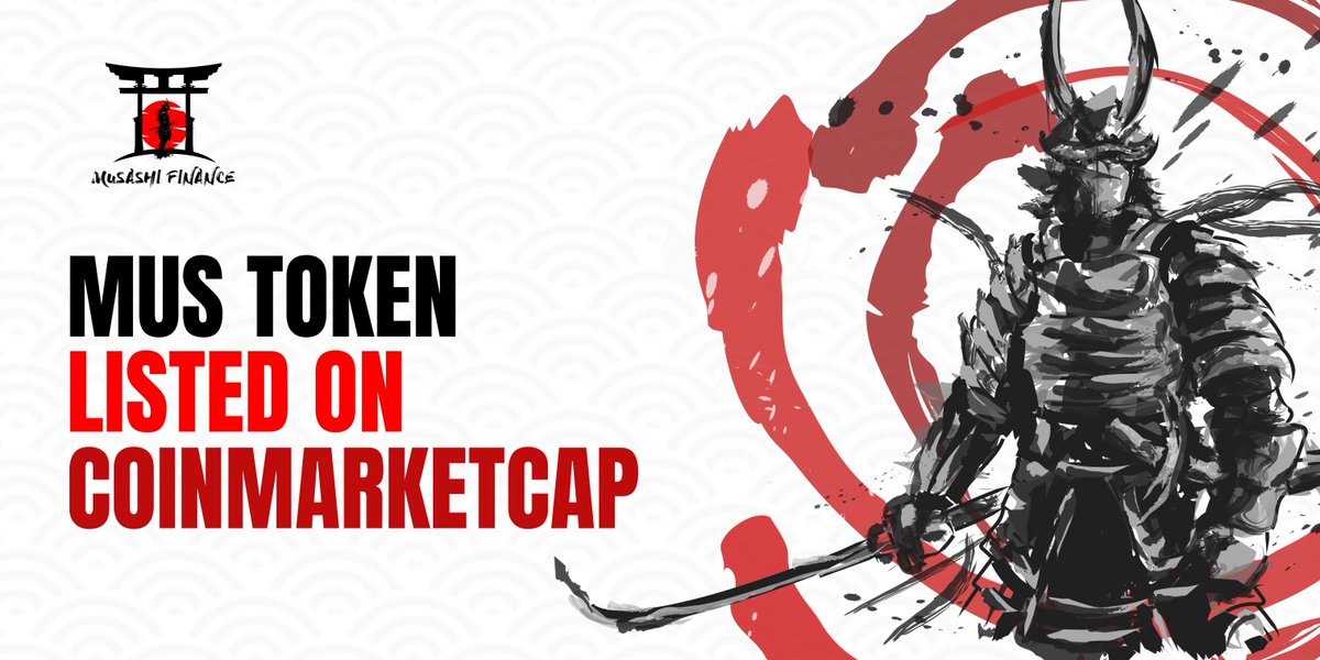 You wanted us on #Coinmarketcap? Well, here we are, your favourite $MUS Token listed on CMC. Checkout below and share with your friends.

coinmarketcap.com/currencies/mus…

#Musashi #MusashiFinance #Crypto #BTC #BSC #Pancakeswap
