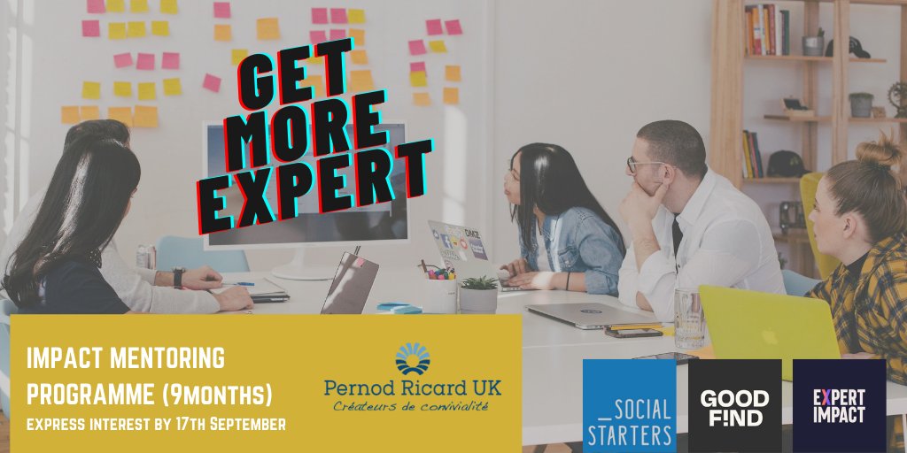 _SocialStarters's tweet photo. Our Impact Mentoring Programme with
@PernodRicardUK @goodfind_io and @ExpertImpact
is offering an amazing mentorship package for ethical orgs from October 21 to June 22.
Express Interest by FRIDAY!
๐๐๐https://t.co/OJjCK0qYs1
#socialstarters #socent #mentors https://t.co/AkQtMik7ZC