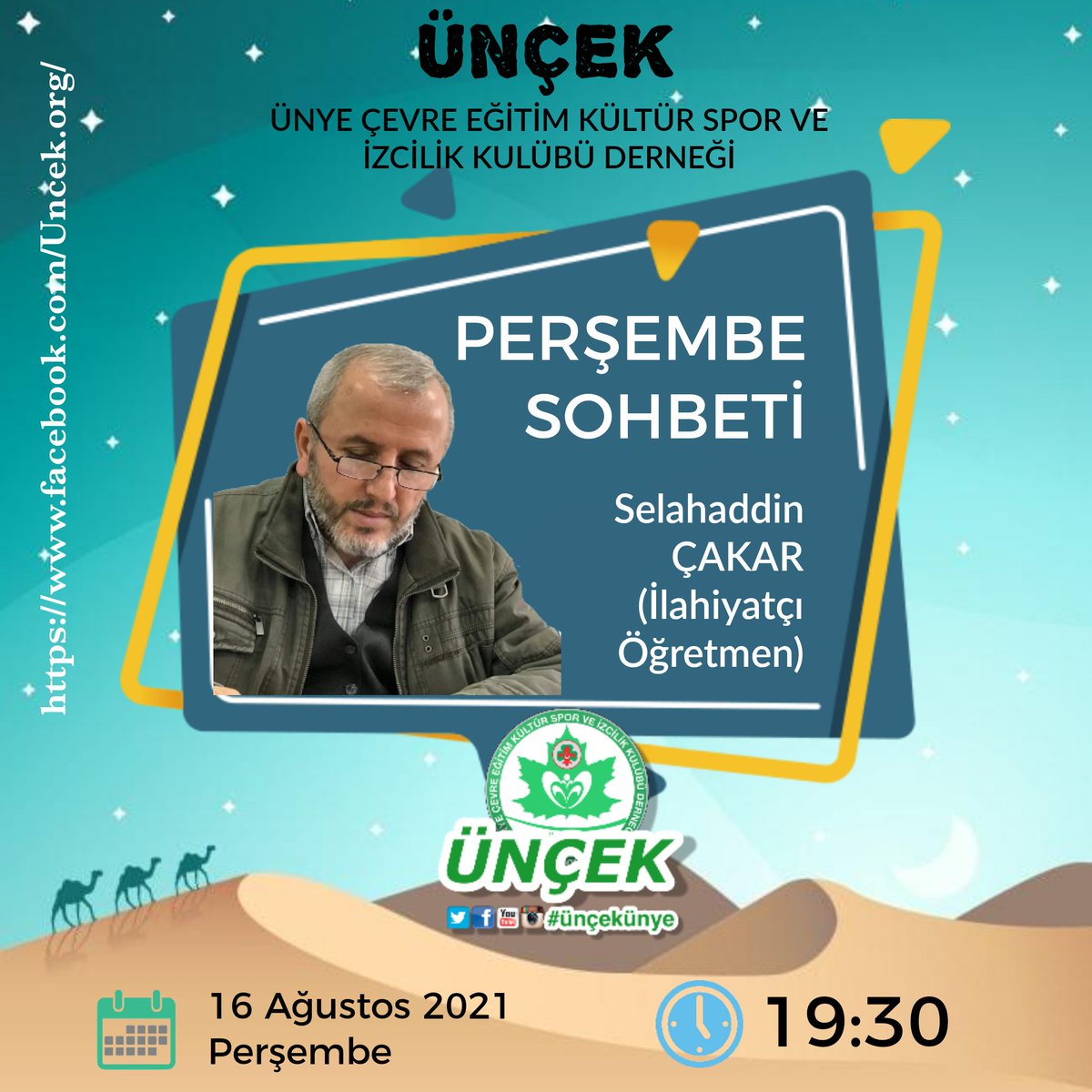 uncekunye's tweet photo. Müjde! 
Perşembe akşamı sohbetlerimiz başlıyor. Facebook üzerinden ve saat 19:30'da başlayacak canlı yayında buluşmak üzere.  🌷 https://t.co/Q4nPPNHSZR