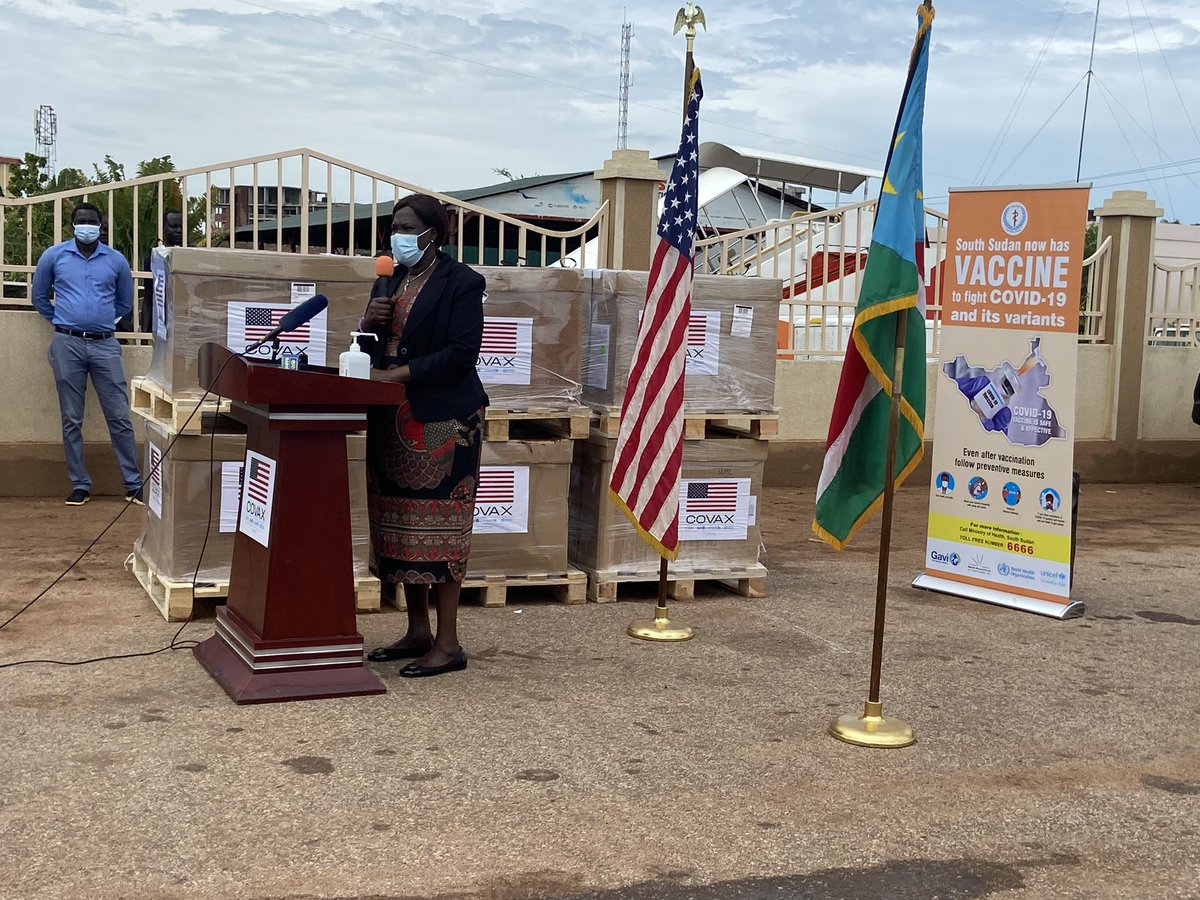 FirasbinRaad's tweet photo. Truly happy to join the South Sudanese Government &amp; development partners today in receiving 151,200 doses of the J&amp;J COVID19 vaccine donated by the US Government via #COVAX. The World Bank is working closely with the MOH, UNICEF &amp; WHO on deploying the vaccines @HafezGhanem_WB https://t.co/rwAYEngaYZ
