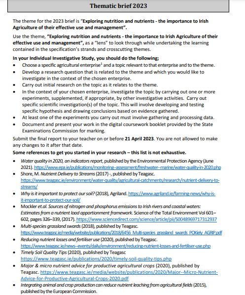 PdstStem's tweet photo. FAO Agricultural Science teachers. The IIS brief for the 2023 cohort is available on SEC website here: https://t.co/jZWdt3B87F Teachers should also check the information note for the 2022 cohort here: https://t.co/YZZKktyi9S 
@ScoilnetPPrim https://t.co/kcnXyEgZVQ