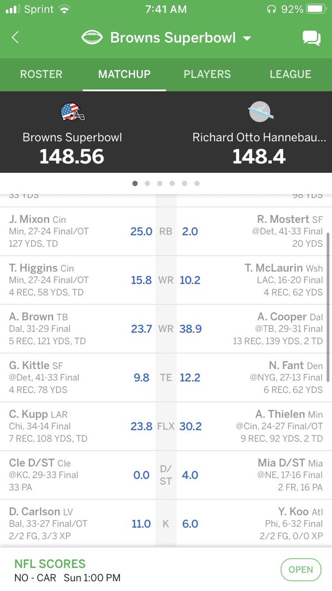andy7nelson24's tweet photo. @baneoatmeal When you win on a 55 yard FG by .16 😎 https://t.co/4LzEc80X99