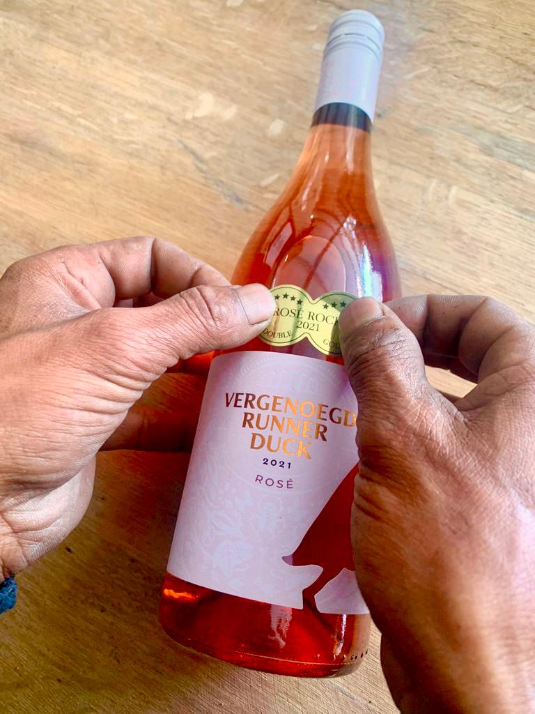Our 2021 #Vergenoegd #RunnerDuckRosé is getting dressed for success with #DoubleGold!  Receiving this amazing award in this year’s #RoséRocks competition speaks of our team’s passion and commitment to continuously improve our wines.

Order online @ vergenoegd.co.za/wines/ today!
