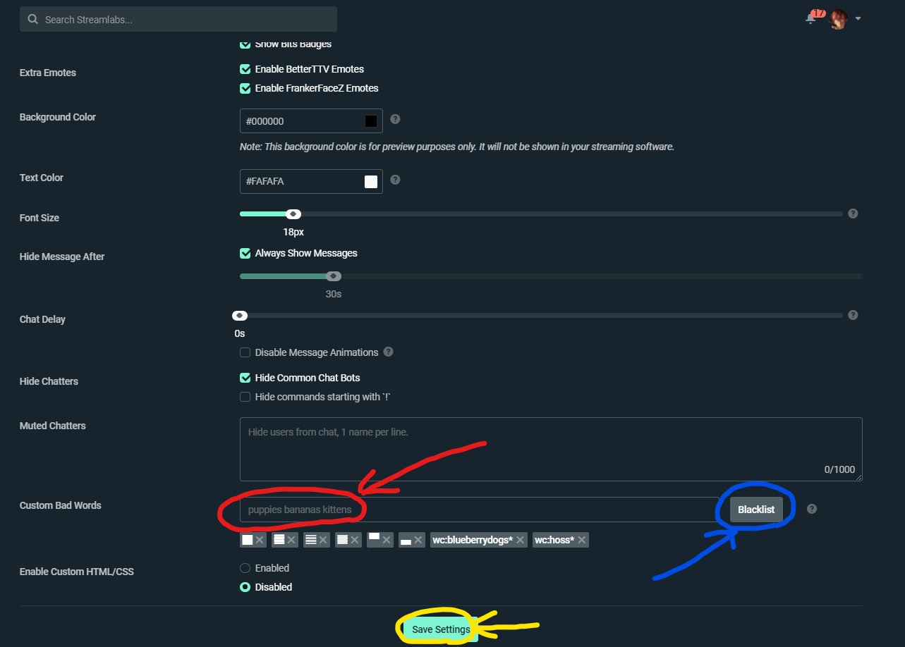 とんす Twitch配信者の皆様に拡散をお願いしています 現在横行中のヘイトレイドbotを暫定的に対処できる方法がわかったので拡散をお願いします T Co W5ezfywfb6 Streamlabsのチャットボックスページに飛ぶ 画像の通りに設定する Twitchdobetter